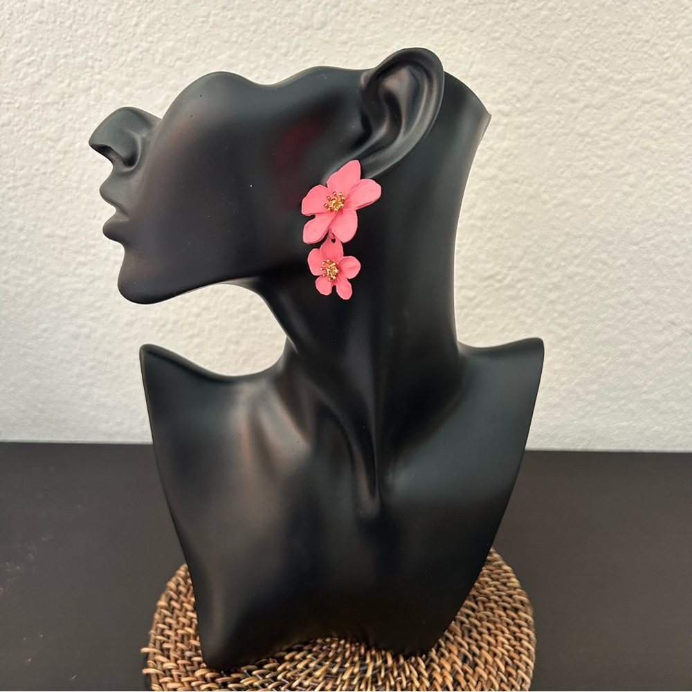 pink flower earrings
